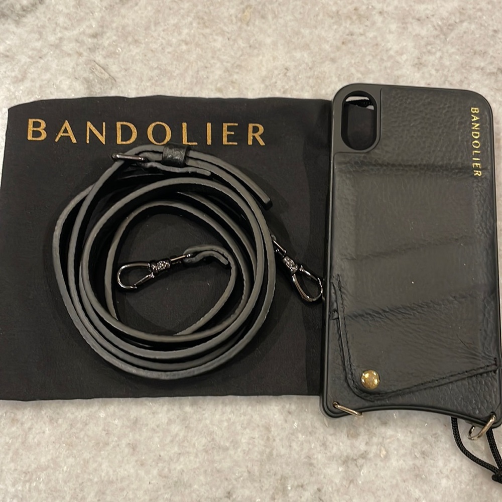 Iphone X Bandolier case ands black strap